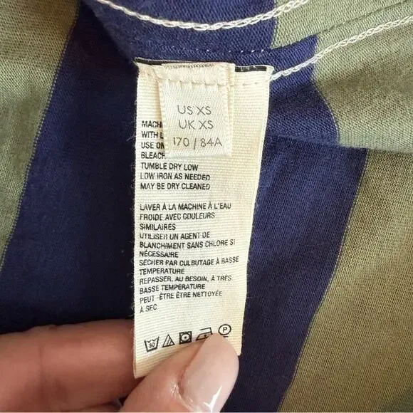 Free People We The Free Peyton Rugby Henley Striped Top Oversized Sz XS - Picture 7 of 9